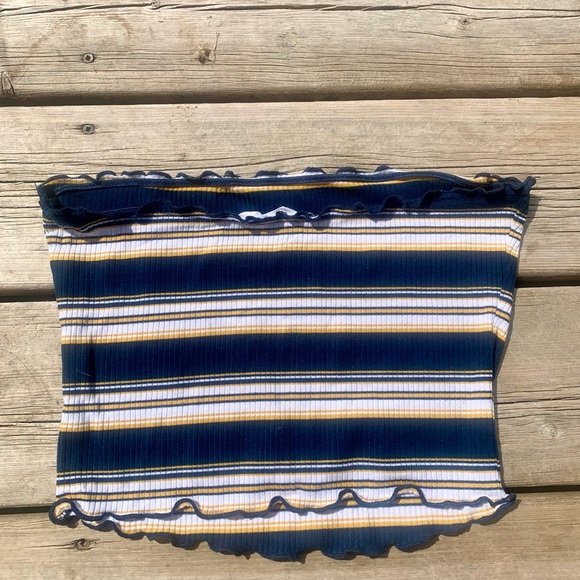 💛 Bluenotes Ribbed Striped Tube Top – Size Medium - Picture 2 of 5